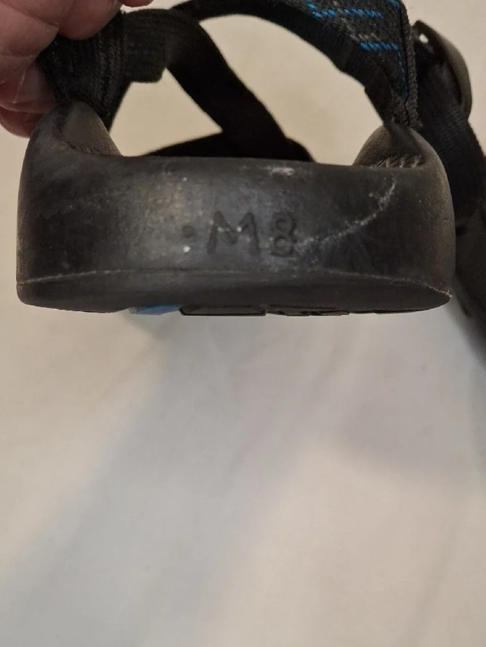Chaco Men's Black Sandals with Black Webbing Adjustable Strap. Lightly Worn